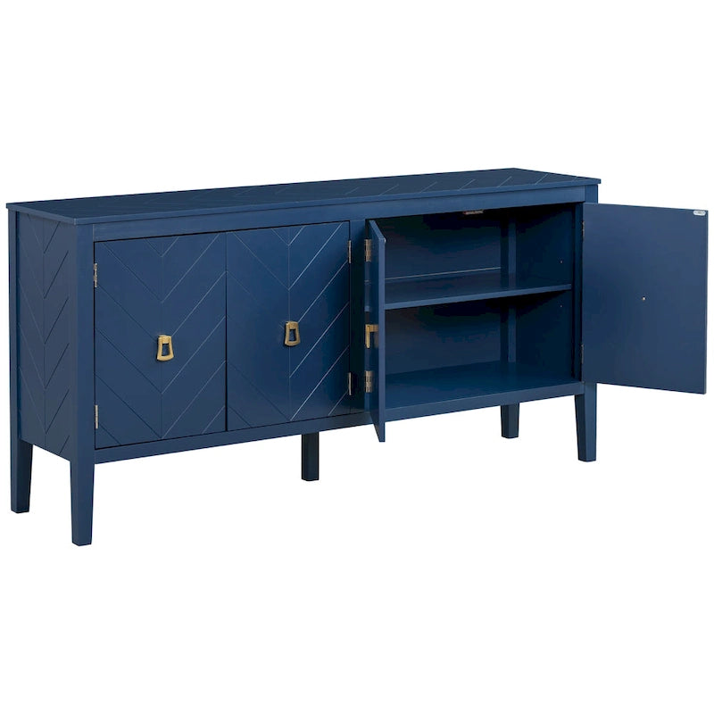 Four-Door Sideboard with Geometric Line Patterns