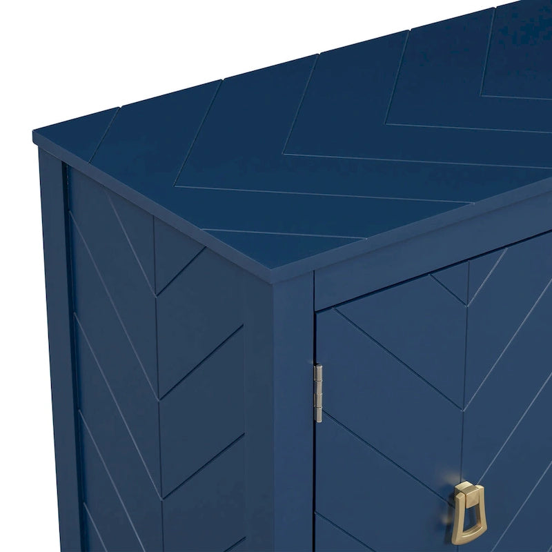 Four-Door Sideboard with Geometric Line Patterns