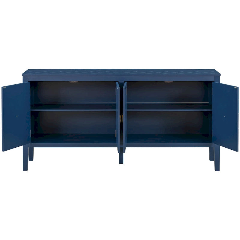 Four-Door Sideboard with Geometric Line Patterns