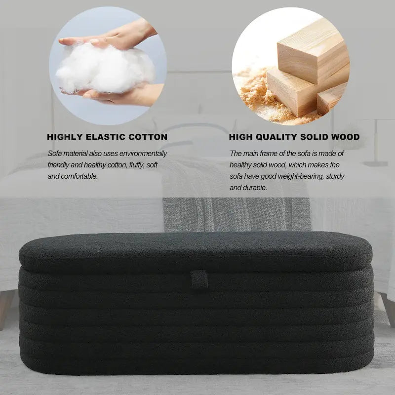 Upholstered Boucle Sherpa Storage Bench