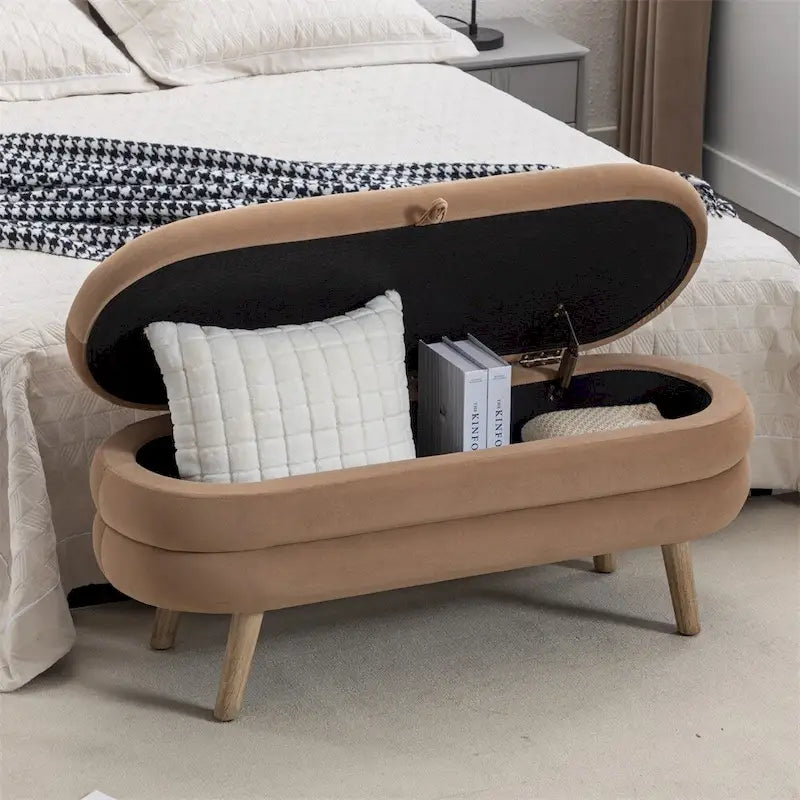 Storage Bench Bedroom Bench With Wood Legs For Living Room Bedroom