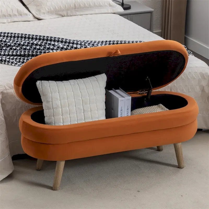 Storage Bench Bedroom Bench With Wood Legs For Living Room Bedroom