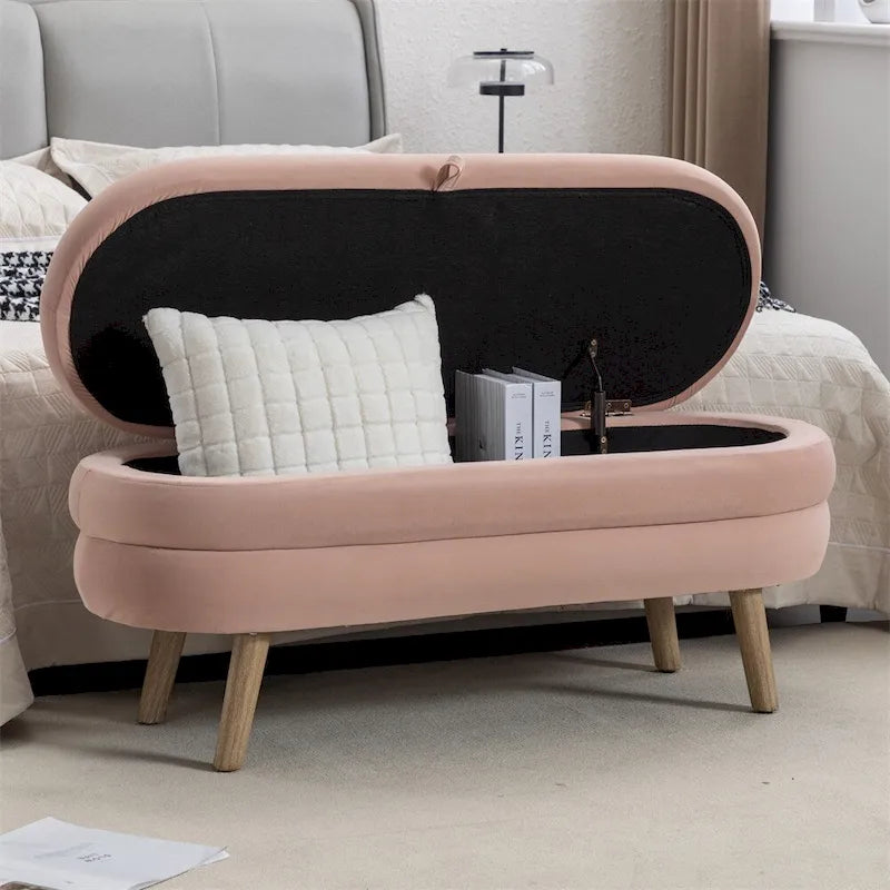 Storage Bench Bedroom Bench With Wood Legs For Living Room Bedroom