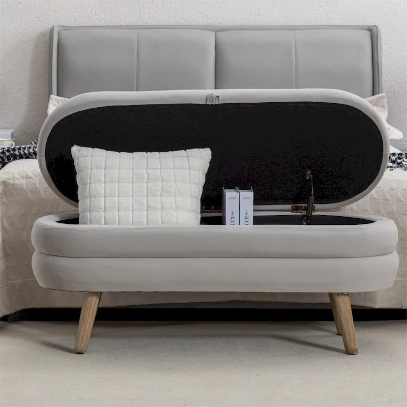 Storage Bench Bedroom Bench With Wood Legs For Living Room Bedroom