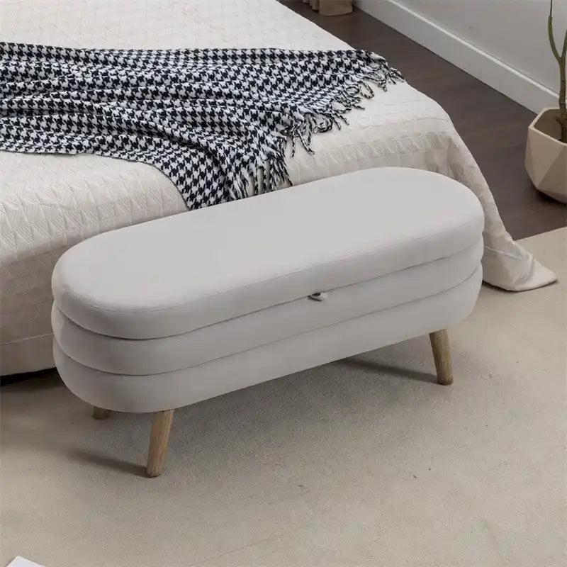 Storage Bench Bedroom Bench With Wood Legs For Living Room Bedroom