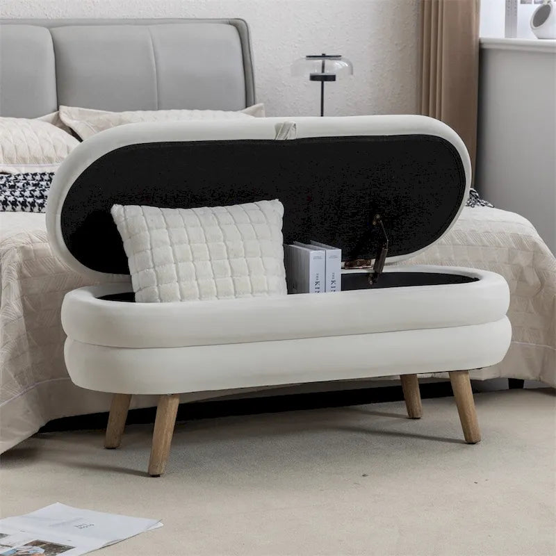 Storage Bench Bedroom Bench With Wood Legs For Living Room Bedroom