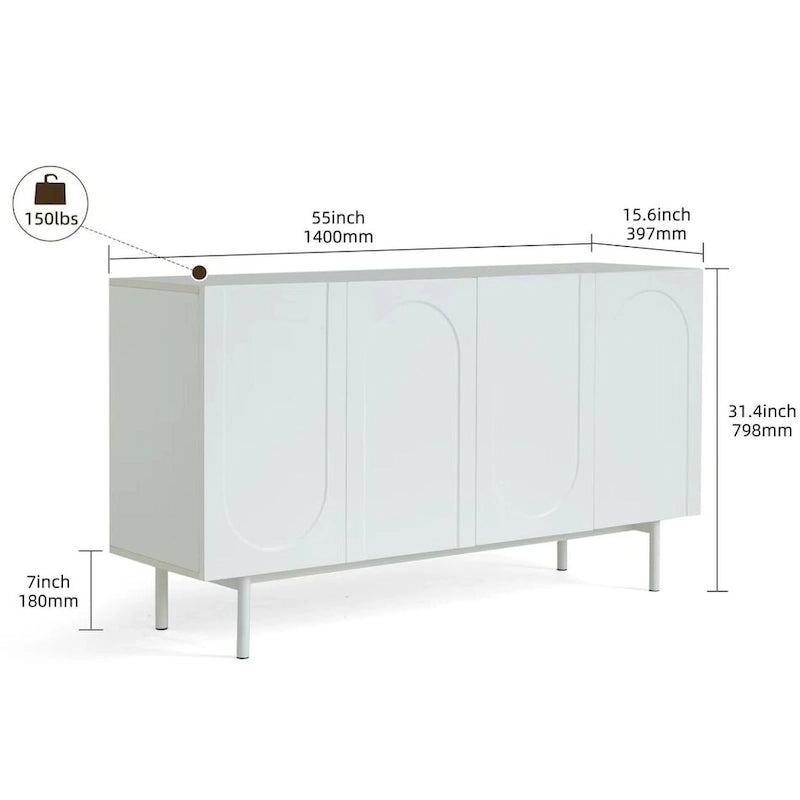 4 Door Cabinet, Modern Accent Cabinet, Sideboard Buffet Cabinet, Entryway Cabinet with Storage for Living Room, Dinning Room