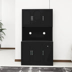71 Kitchen Pantry Storage Cabinet with Microwave Oven Countertop, Freestanding Hutch Cabinet with Adjustable Shelves