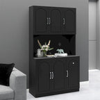 71 Kitchen Pantry Storage Cabinet with Microwave Oven Countertop, Freestanding Hutch Cabinet with Adjustable Shelves
