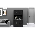 71 Kitchen Pantry Storage Cabinet with Microwave Oven Countertop, Freestanding Hutch Cabinet with Adjustable Shelves