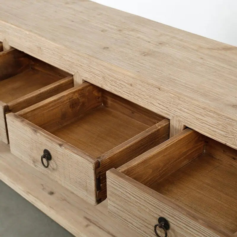 70 Long 4 drawers Sideboard Weathered Natural Pinewood Solid Top
