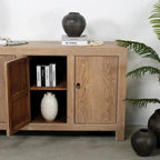Buffet à 4 portes, bois de pin patiné 86.6x18.9x39.8H