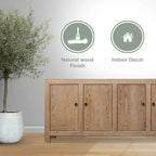 Buffet à 4 portes, bois de pin patiné 86.6x18.9x39.8H