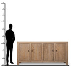 Buffet à 4 portes, bois de pin patiné 86.6x18.9x39.8H