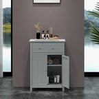 Bathroom Floor Cabinet Wooden Storage Organizer with Drawer &