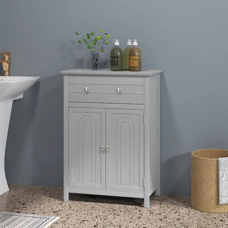 Bathroom Floor Cabinet Wooden Storage Organizer with Drawer &