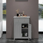Bathroom Floor Cabinet Wooden Storage Organizer with Drawer &