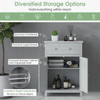 Bathroom Floor Cabinet Wooden Storage Organizer with Drawer &