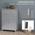 Bathroom Floor Cabinet Wooden Storage Organizer with Drawer &
