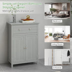 Bathroom Floor Cabinet Wooden Storage Organizer with Drawer &