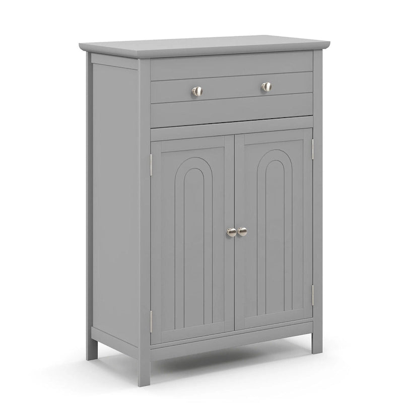 Bathroom Floor Cabinet Wooden Storage Organizer with Drawer &