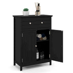 Bathroom Floor Cabinet Wooden Storage Organizer with Drawer &