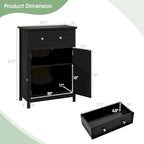 Bathroom Floor Cabinet Wooden Storage Organizer with Drawer &