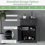 Bathroom Floor Cabinet Wooden Storage Organizer with Drawer &