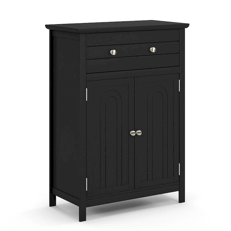 Bathroom Floor Cabinet Wooden Storage Organizer with Drawer &