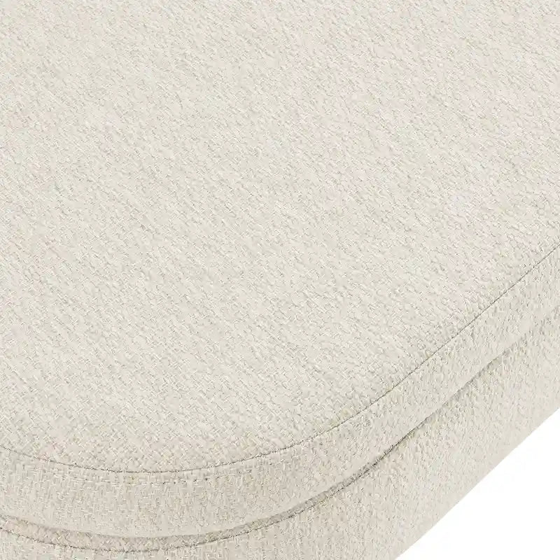 Ottoman Oval Storage Bench,Rubber Wood Legs, Beige