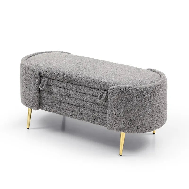 Polyester Upholstered Modern End of Bed Bench with Large Storage Ottoman