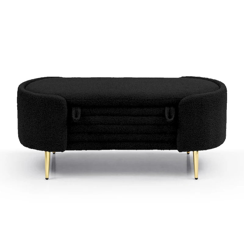 Polyester Upholstered Modern End of Bed Bench with Large Storage Ottoman