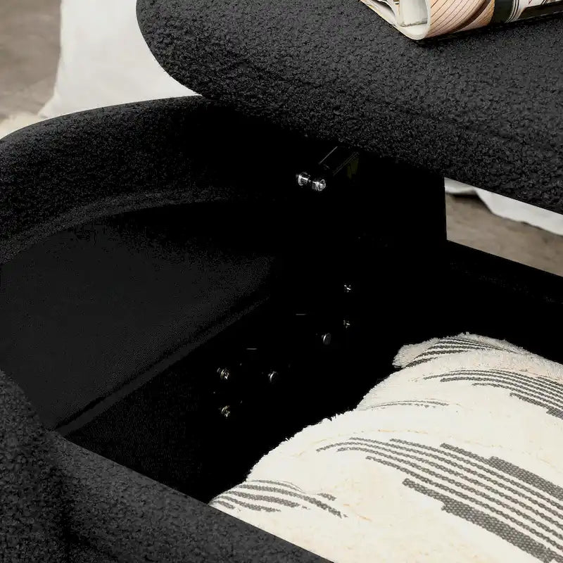Polyester Upholstered Modern End of Bed Bench with Large Storage Ottoman