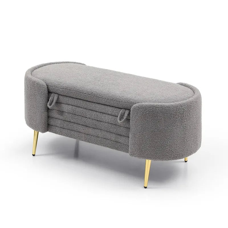Polyester Upholstered Modern End of Bed Bench with Large Storage Ottoman