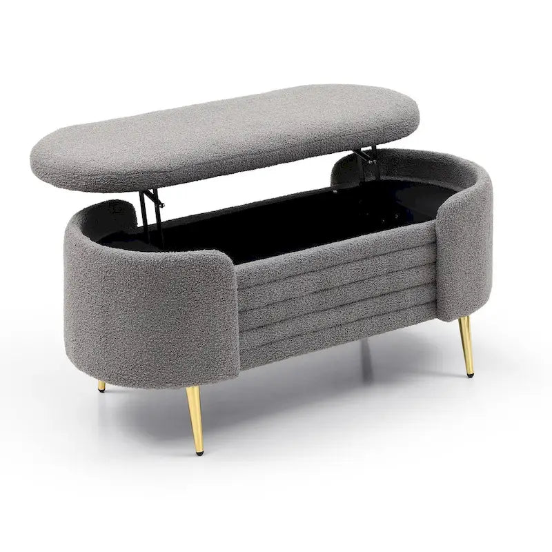 Polyester Upholstered Modern End of Bed Bench with Large Storage Ottoman