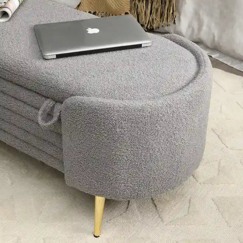 Polyester Upholstered Modern End of Bed Bench with Large Storage Ottoman