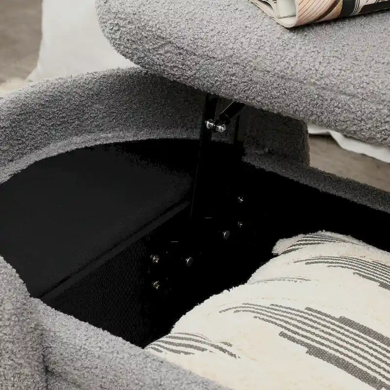 Polyester Upholstered Modern End of Bed Bench with Large Storage Ottoman