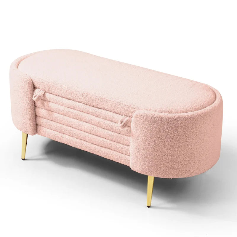 Polyester Upholstered Modern End of Bed Bench with Large Storage Ottoman