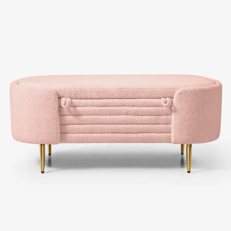 Polyester Upholstered Modern End of Bed Bench with Large Storage Ottoman