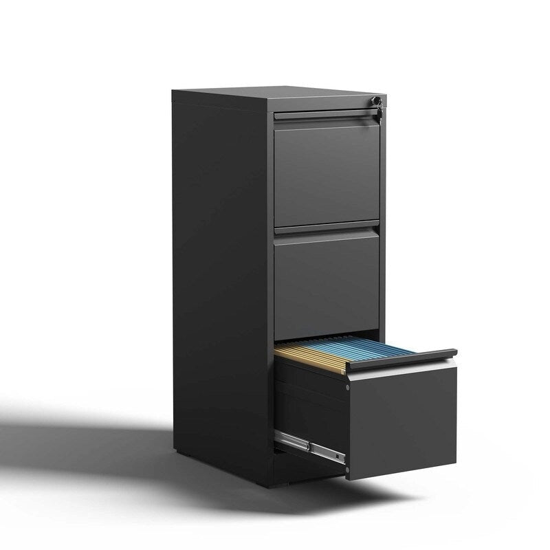 3 Drawer Metal Vertical Filing Cabinet with Lock,A4 Legal Size