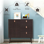3-drawer Sideboard Storage Display Cabinet-Brown - 31.5 x 15.5 x 32 (L x W x H)