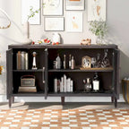 Meuble de rangement en bois avec 3 portes en verre trempé, étagère et pieds réglables - 58.2L15.7l33.9H