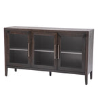 Meuble de rangement en bois avec 3 portes en verre trempé, étagère et pieds réglables - 58.2L15.7l33.9H
