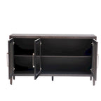 Meuble de rangement en bois avec 3 portes en verre trempé, étagère et pieds réglables - 58.2L15.7l33.9H