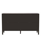 Meuble de rangement en bois avec 3 portes en verre trempé, étagère et pieds réglables - 58.2L15.7l33.9H