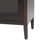 Meuble de rangement en bois avec 3 portes en verre trempé, étagère et pieds réglables - 58.2L15.7l33.9H