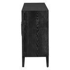 Meuble de rangement en bois avec 3 portes en verre trempé, étagère et pieds réglables - 58.2L15.7l33.9H