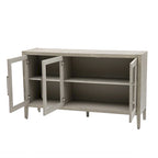 Meuble de rangement en bois avec 3 portes en verre trempé, étagère et pieds réglables - 58.2L15.7l33.9H
