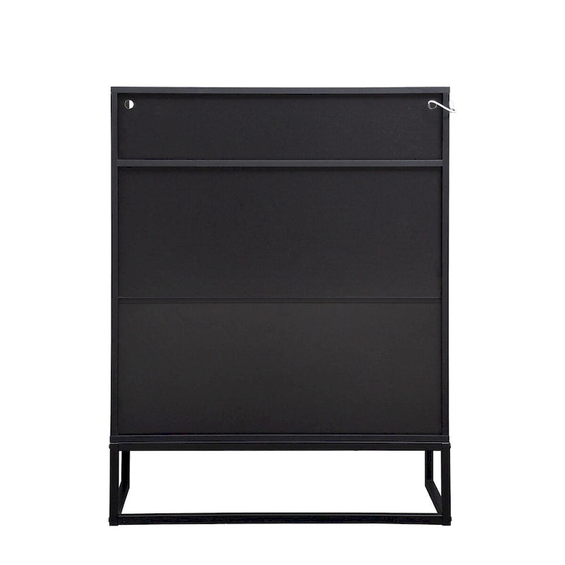 5-Tier Shoe Storage Cabinet, Wooden Shoe Cabinet with Doors Shoe Organizer with Open Shelves for Entryway, Hallway, Living Room