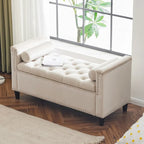 Banc de rangement rembourré avec accoudoirs pour le salon ou l'entrée